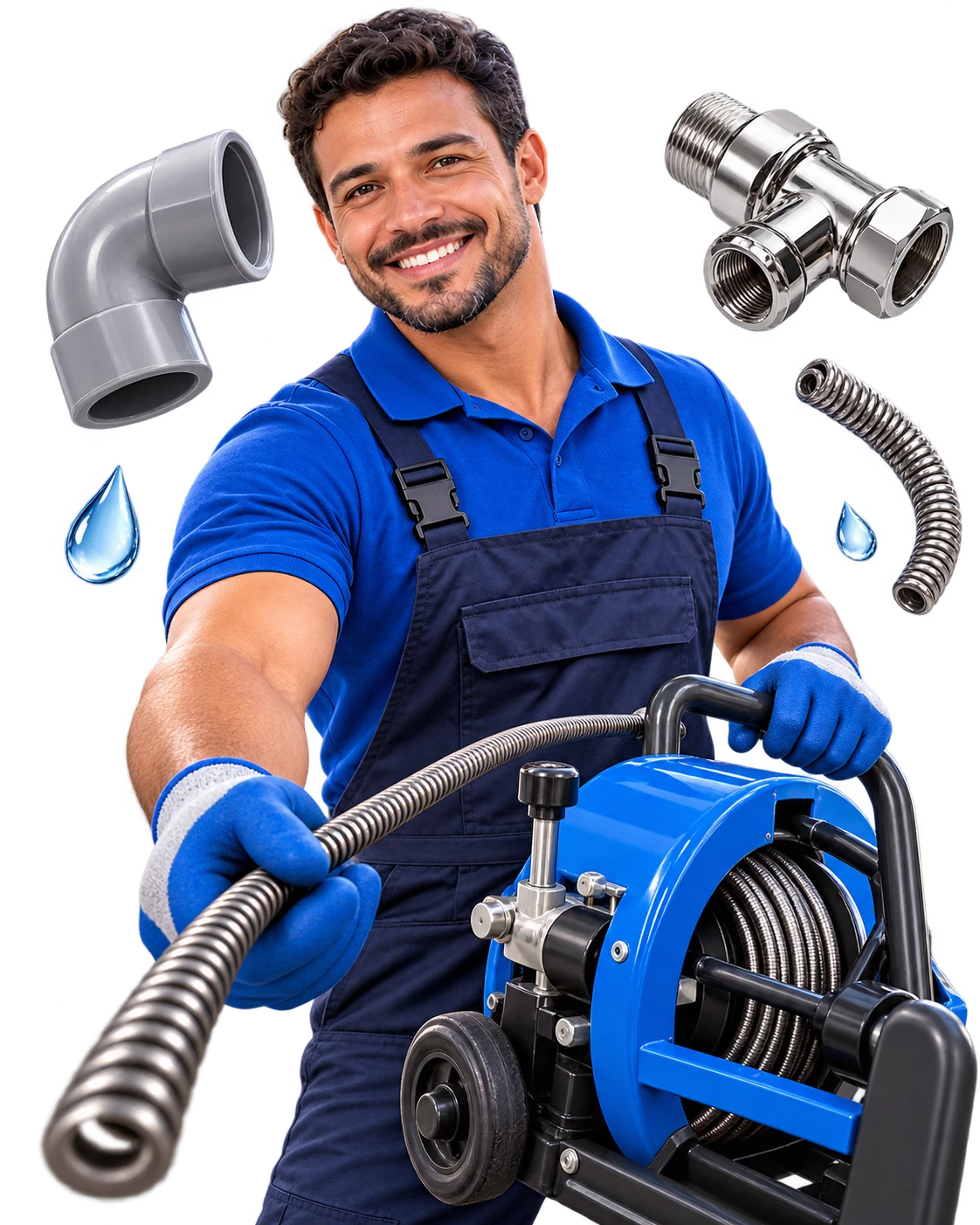 Desentupidora em Poá SP - profissional com equipamento de desentupimento